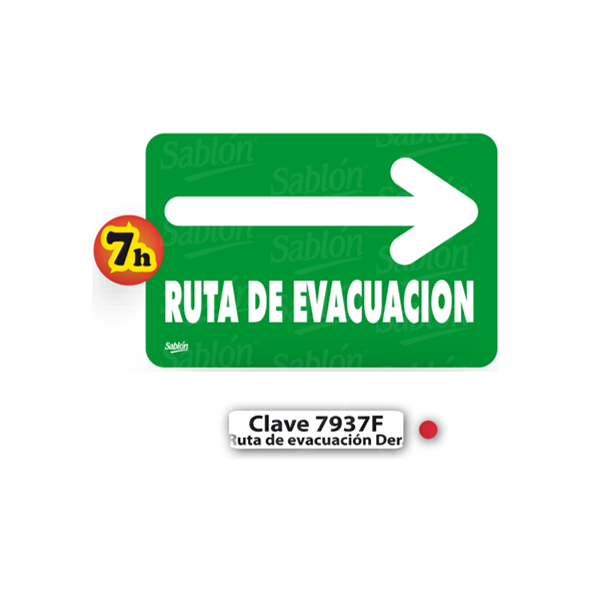 SENAL DE RUTA DE EVACUACION A LA DERECHA 7937 F